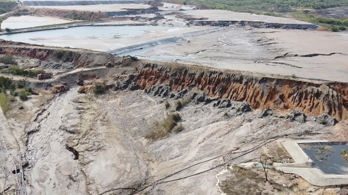 aerial image of a breach in Zambian mine