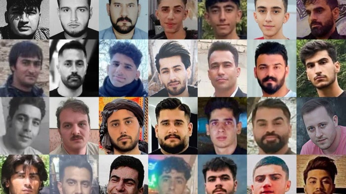 Pictures of 28 people killed by Iranian security forces between December 31, 2025 and January 3, 2026 during crackdowns against protesters in Iran. 