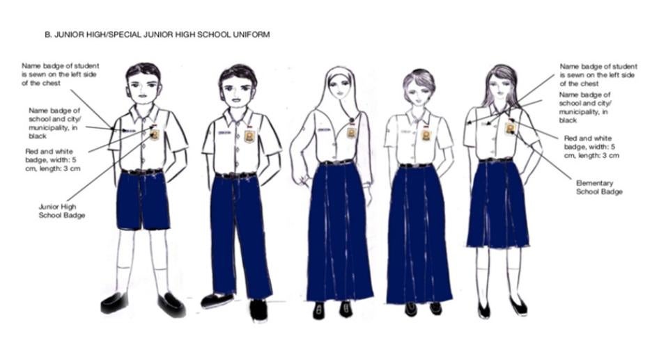 An illustration of the school dress code for boys and girls