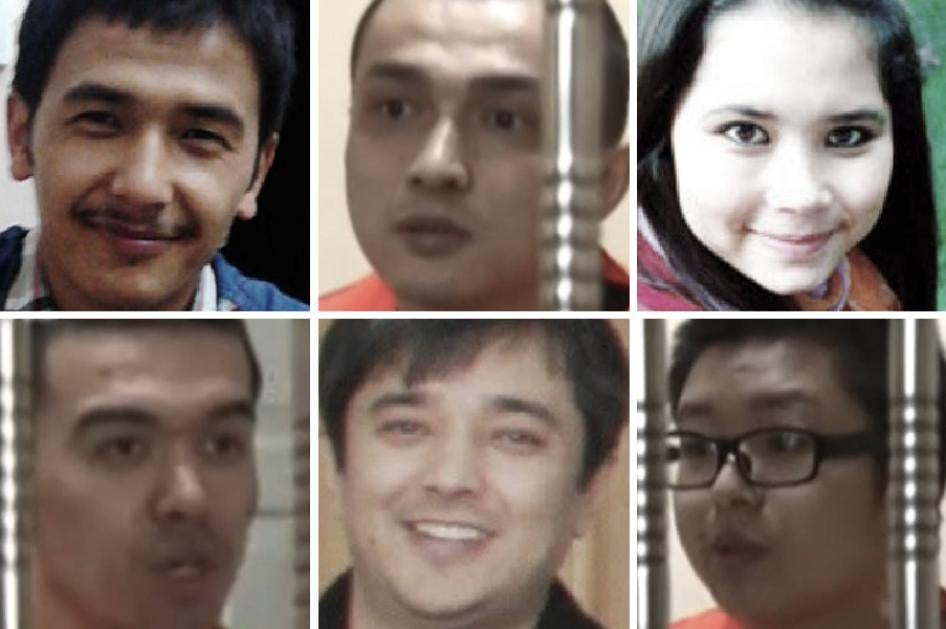 伊力哈木・土赫提的学生，上排左起：穆塔力浦・伊明、帕哈提・哈力木拉提、阿提克木・如孜；下排左起：肖克来提・尼加提、阿可拜尔・依明、罗玉伟。