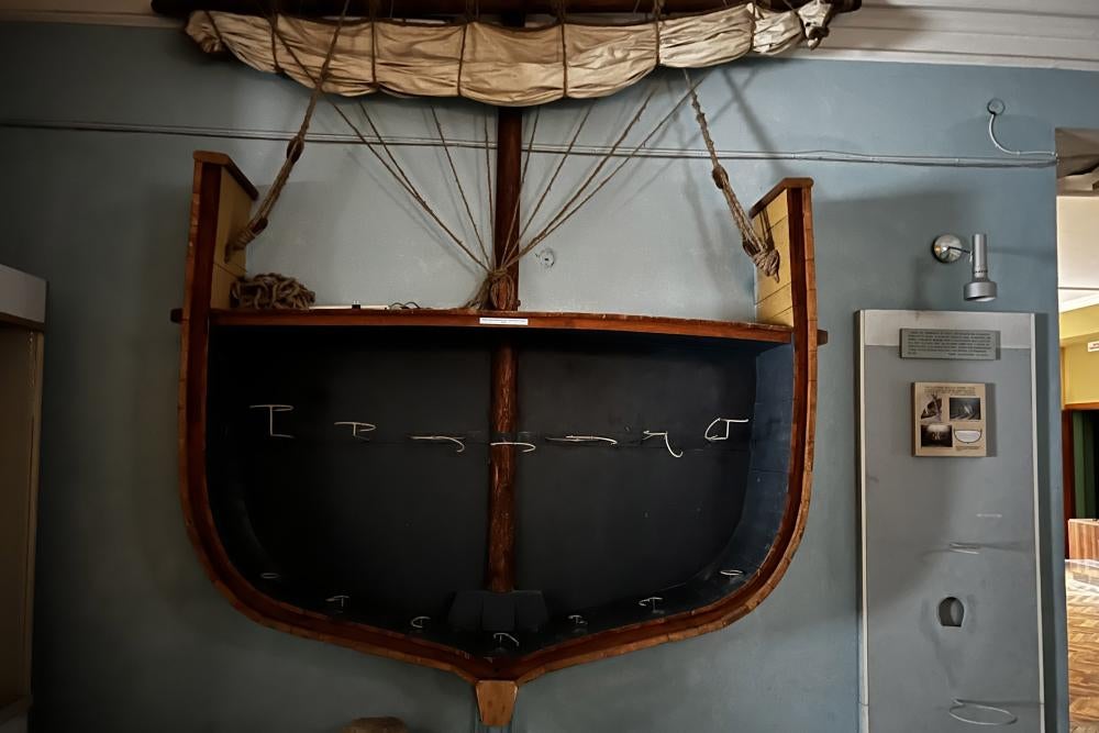 An emptied museum display