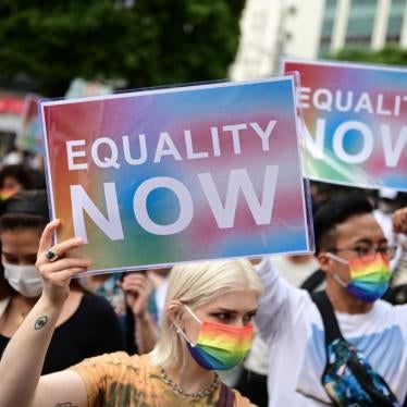 People take part in a rally to support the LGBT legislation in Shibuya district of Tokyo, Japan on June 6, 2021.