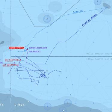 Map showing routes of boats in the Mediterranean Sea