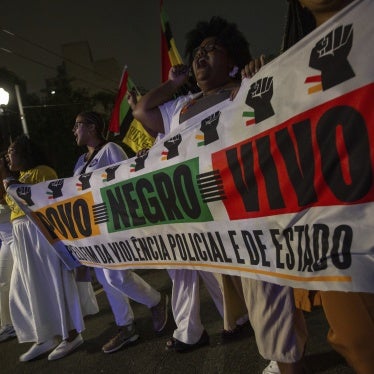 Demonstration to end police violence against Black people held in front of the Law School at Largo São Francisco in São Paulo, Brazil, March 21, 2025. 
