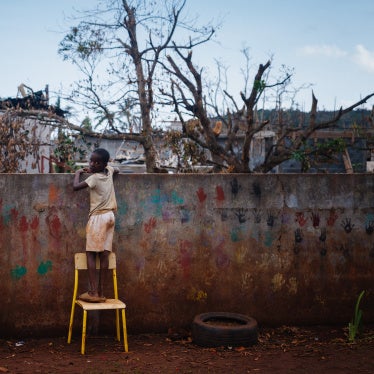 A boy looks over a school fence 