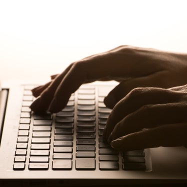  A person at the keyboard.