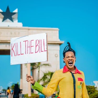 Queer rights activist Angel Maxine opposing the anti-LGBT bill in Accra, Ghana. 