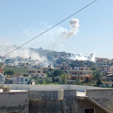 At least two artillery-delivered white phosphorus munitions being airburst over a residential neighborhood in the town of Yohmor, in southern Lebanon, March 3, 2026.