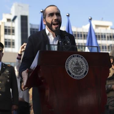 El Salvador's President Nayib Bukele, accompanied by members of the armed forces, speaks to his supporters outside Congress in San Salvador, El Salvador.